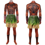 Moana Live-action Maui  Brown Jumpsuit with Grass Skirt Cosplay Costume Outfit Halloween Carnival Suit