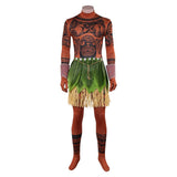 Moana Live-action Maui  Brown Jumpsuit with Grass Skirt Cosplay Costume Outfit Halloween Carnival Suit