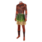 Moana Live-action Maui  Brown Jumpsuit with Grass Skirt Cosplay Costume Outfit Halloween Carnival Suit