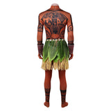 Moana Live-action Maui  Brown Jumpsuit with Grass Skirt Cosplay Costume Outfit Halloween Carnival Suit