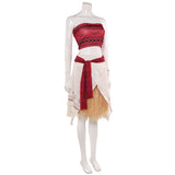 Moana Women Red Top With Grass Skirt Cosplay Costume Outfit Halloween Carnival Suit
