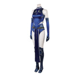 Mortal Kombat 1 Kitana Women Blue Outfit Cosplay Costume Outfit Halloween Carnival Suit