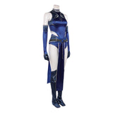Mortal Kombat 1 Kitana Women Blue Outfit Cosplay Costume Outfit Halloween Carnival Suit