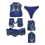 Mortal Kombat 1 Kitana Women Blue Outfit Cosplay Costume Outfit Halloween Carnival Suit