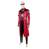 Mortal Kombat 2 Kenshi Takahashi Red Leather Outfit Cosplay Costume Outfit Halloween Carnival Suit