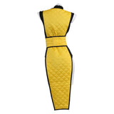 Mortal Kombat Scorpion Gender-swapped Women Yellow Qipao Cosplay Costume Outfit Halloween Carnival Suit