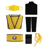 Mortal Kombat Scorpion Gender-swapped Women Yellow Qipao Cosplay Costume Outfit Halloween Carnival Suit