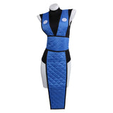Mortal Kombat Sub Zero Gender-swapped Women Blue Qipao Cosplay Costume Outfit Halloween Carnival Suit