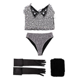 Moulin Rouge Satine Women Sliver Dress Cosplay Costume Outfit Halloween Carnival Suit