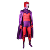 Movie 2024 Magneto Red And Purple Jumpsuit With Cloak Cosplay Costume Outfits Halloween Carnival Suit