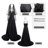 Movie Beetlejuice 2024 Astrid Deetz Women Gothic Black Dress Cosplay Costume Outfits Halloween Carnival Suit