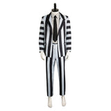 Movie Beetlejuice 2024 Beetlejuice Archmage White And Black Striped Suit Cosplay Costume