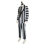 Movie Beetlejuice 2024 Beetlejuice Archmage White And Black Striped Suit Cosplay Costume