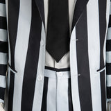 Movie Beetlejuice 2024 Beetlejuice Archmage White And Black Striped Suit Cosplay Costume
