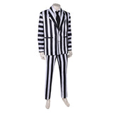 Movie Beetlejuice 2024 Beetlejuice Black and White Striped Suit Cosplay Costume Outfits Halloween Carnival Suit