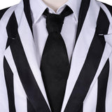 Movie Beetlejuice 2024 Beetlejuice Black and White Striped Suit Cosplay Costume Outfits Halloween Carnival Suit