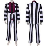 Movie Beetlejuice 2024 Beetlejuice Red Striped Suit Cosplay Costume Outfits Halloween Carnival Suit