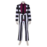 Movie Beetlejuice 2024 Beetlejuice Red Striped Suit Cosplay Costume Outfits Halloween Carnival Suit