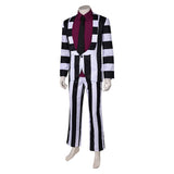 Movie Beetlejuice 2024 Beetlejuice Red Striped Suit Cosplay Costume Outfits Halloween Carnival Suit