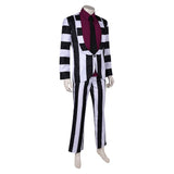 Movie Beetlejuice 2024 Beetlejuice Red Striped Suit Cosplay Costume Outfits Halloween Carnival Suit