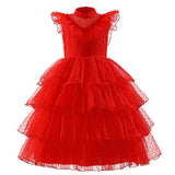 Movie Beetlejuice 2024 Lydia Deetz Kids Children Red Wedding Dress Cosplay Costume