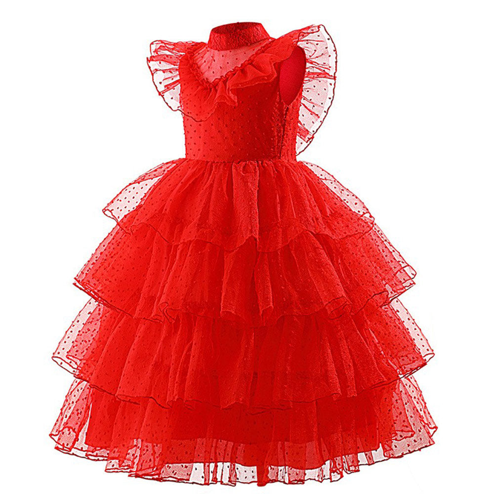Movie Beetlejuice 2024 Lydia Deetz Kids Children Red Wedding Dress Cos – TrendsinCosplay