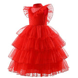 Movie Beetlejuice 2024 Lydia Deetz Kids Children Red Wedding Dress Cosplay Costume