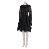 Movie Beetlejuice 2024 Lydia Deetz Women Black Mesh Dress Cosplay Costume Outfits Halloween Carnival Suit