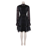 Movie Beetlejuice 2024 Lydia Deetz Women Black Mesh Dress Cosplay Costume Outfits Halloween Carnival Suit
