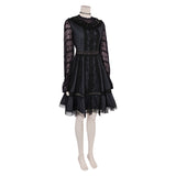 Movie Beetlejuice 2024 Lydia Deetz Women Black Mesh Dress Cosplay Costume Outfits Halloween Carnival Suit