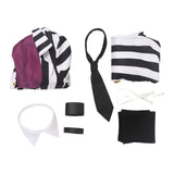 Movie Beetlejuice 2024 Lydia Deetz Women Black Stripe Dress Outfit Cosplay Costume Outfits Halloween Carnival Suit