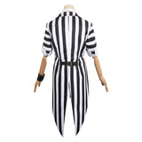 Movie Beetlejuice 2024 Lydia Deetz Women Black Stripe Dress Outfit Cosplay Costume Outfits Halloween Carnival Suit