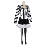 Movie Beetlejuice 2024 Lydia Deetz Women Black White Stripe Dress Cosplay Costume Outfits Halloween Carnival Suit