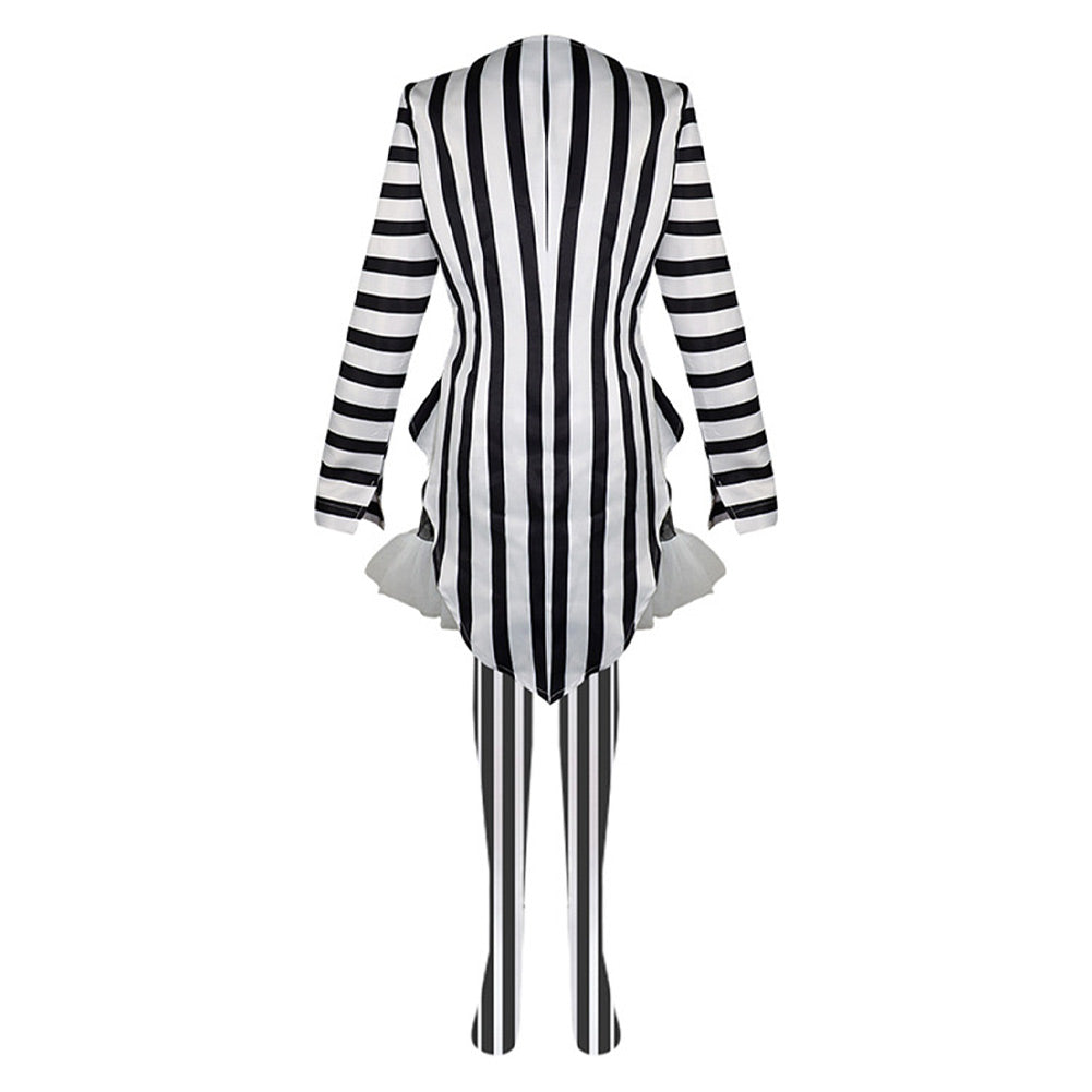 Movie Beetlejuice 2024 Lydia Deetz Women Black White Stripe Dress Cosp TrendsinCosplay Movie Beetlejuice 2024 Lydia Deetz Women Black White Stripe Dress Cosp TrendsinCosplay