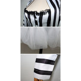 Movie Beetlejuice 2024 Lydia Deetz Women Black White Stripe Dress Cosplay Costume Outfits Halloween Carnival Suit