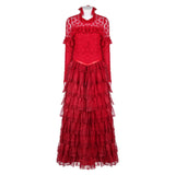 Movie Beetlejuice 2024 Lydia Deetz Women Red Dress Cosplay Costume Outfits Halloween Carnival Suit