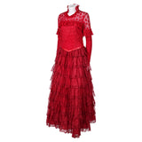 Movie Beetlejuice 2024 Lydia Deetz Women Red Dress Cosplay Costume Outfits Halloween Carnival Suit
