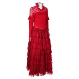 Movie Beetlejuice 2024 Lydia Deetz Women Red Dress Cosplay Costume Outfits Halloween Carnival Suit