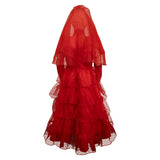 Movie Beetlejuice Lydia Deetz Kids Children Red Wedding Dress Cosplay Costume Outfits Halloween Carnival Suit