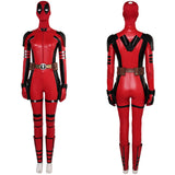 Movie Deadpool & Wolverine 2024 Deadpool Women Red Jumpsuit Full Set Cosplay Costume