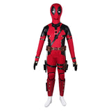 Movie Deadpool & Wolverine 2024 Wade Wilson Kids Children Red Outfit Cosplay Costume