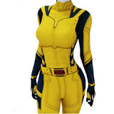 Movie Deadpool & Wolverine 2024 Wolverine Women Yellow Jumpsuit Cosplay Costume