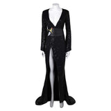 Movie Elvira: Mistress of the Dark Elvira Women Black Dress Cosplay Costume Outfits Halloween Carnival Suit