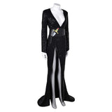 Movie Elvira: Mistress of the Dark Elvira Women Black Dress Cosplay Costume Outfits Halloween Carnival Suit