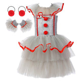 Movie IT Pennywise Kids Children White Dress Cosplay Costume Outfits Halloween Carnival Suit