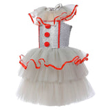 Movie IT Pennywise Kids Children White Dress Cosplay Costume Outfits Halloween Carnival Suit