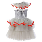 Movie IT Pennywise Kids Children White Dress Cosplay Costume Outfits Halloween Carnival Suit