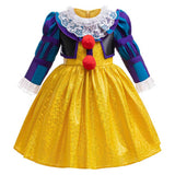 Movie IT Pennywise Kids Children Yellow Dress Cosplay Costume Outfits Halloween Carnival Suit