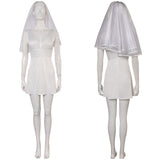 Movie Joker: Folie à Deux (2024) Harley Quinn Women White Dress With Veil Cosplay Costume