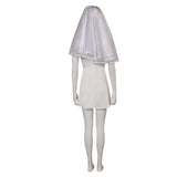 Movie Joker: Folie à Deux (2024) Harley Quinn Women White Dress With Veil Cosplay Costume